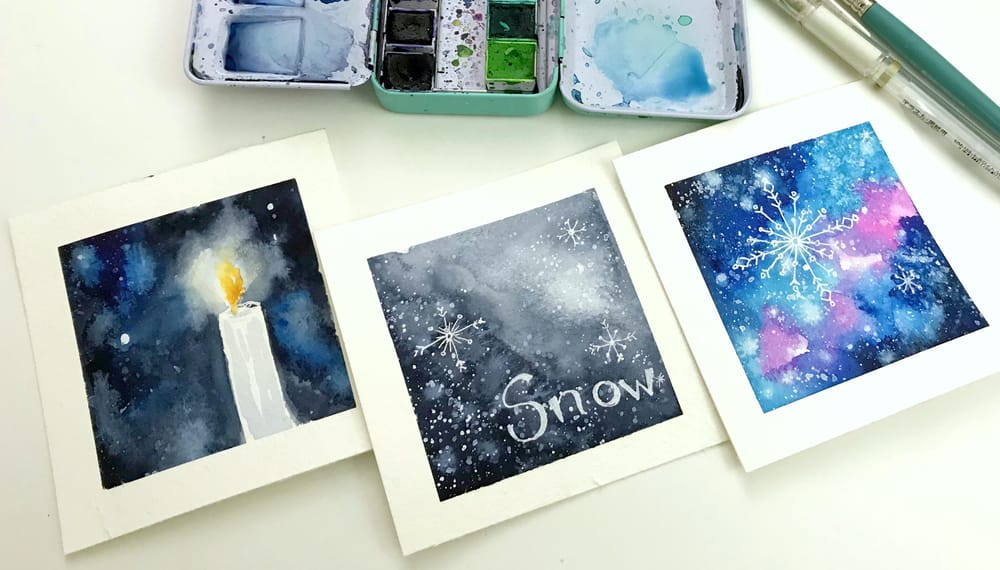 Falling Snow Watercolor & Ink - example - image 3 - student project