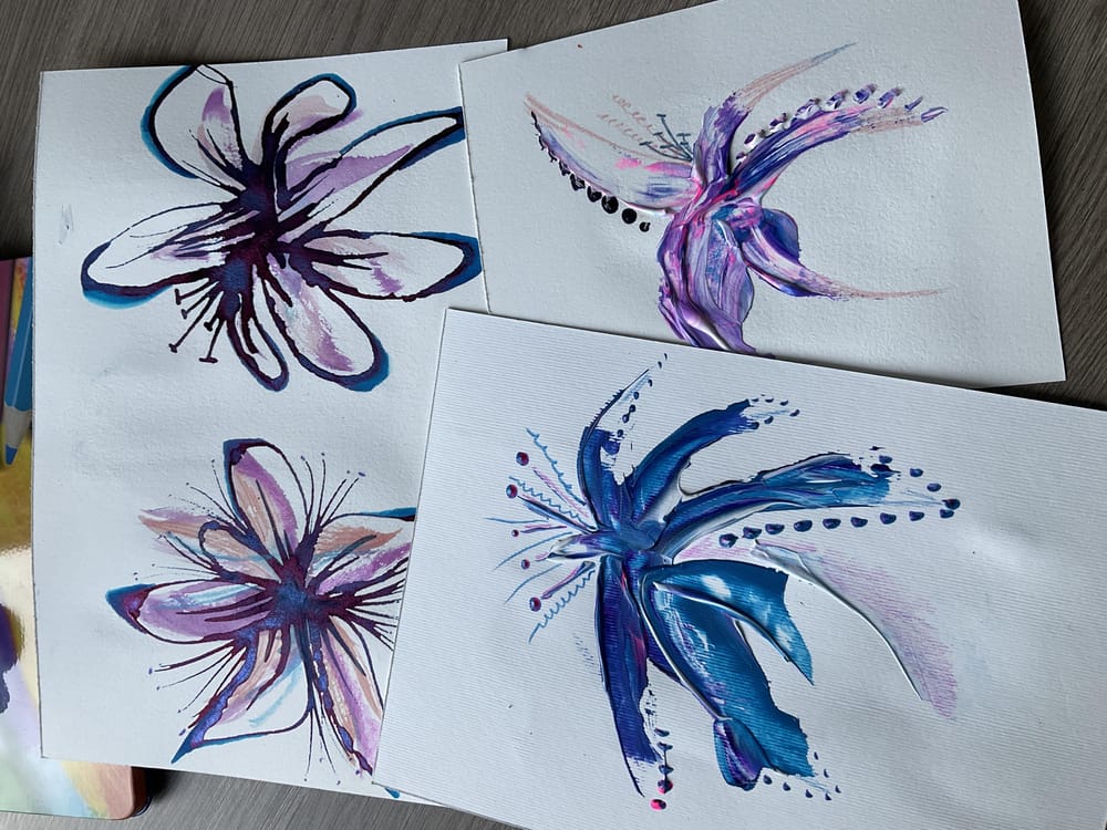 Mix media abstract flowers - image 2 - student project