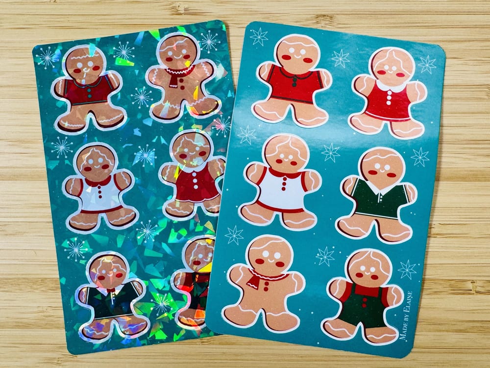 Gingerbread stickers on hologram and vinyl sticker paper - image 1 - student project