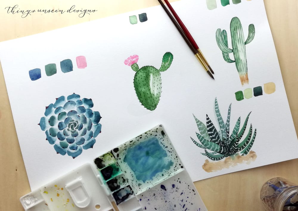 How to Paint: Watercolor Cacti & Succulents Sample Project - image 1 - student project