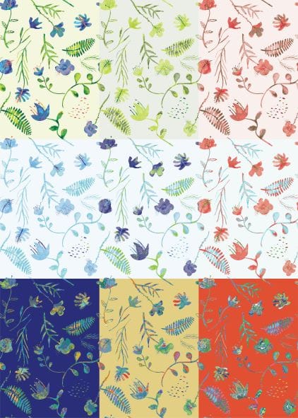 Blue blossoms watercolor pattern - image 3 - student project