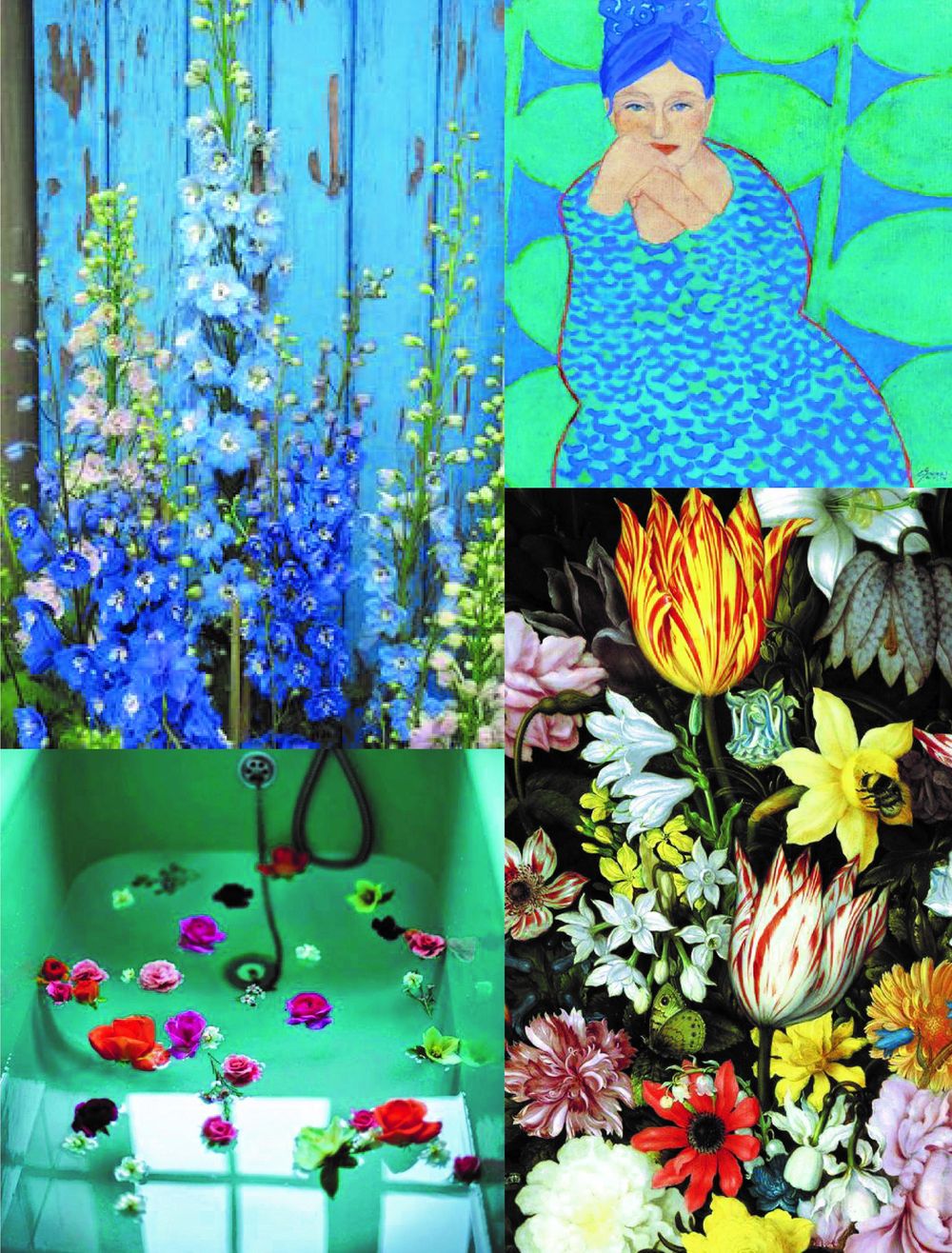 Blue blossoms watercolor pattern - image 1 - student project
