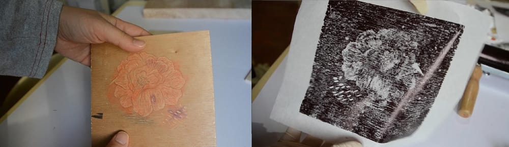 Xilography: "Flower on wood" - image 3 - student project