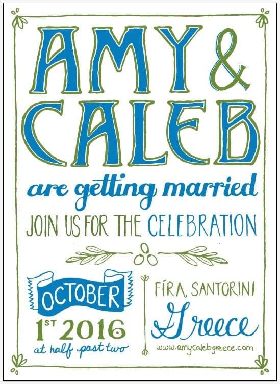 Greece Destination Wedding Letterpress Invitation - image 3 - student project