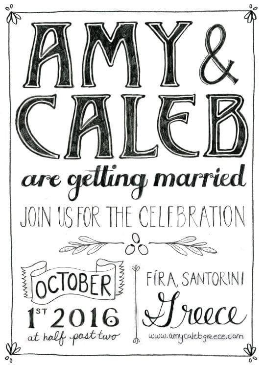 Greece Destination Wedding Letterpress Invitation - image 2 - student project