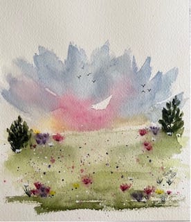 Loose Watercolour Meadow Landscape - image 1 - student project
