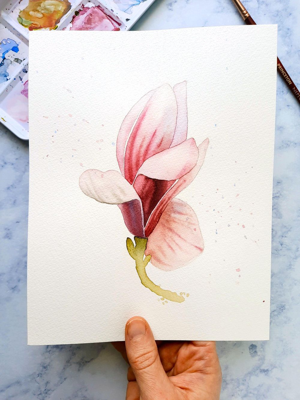 My first watercolor magnolias - image 3 - student project