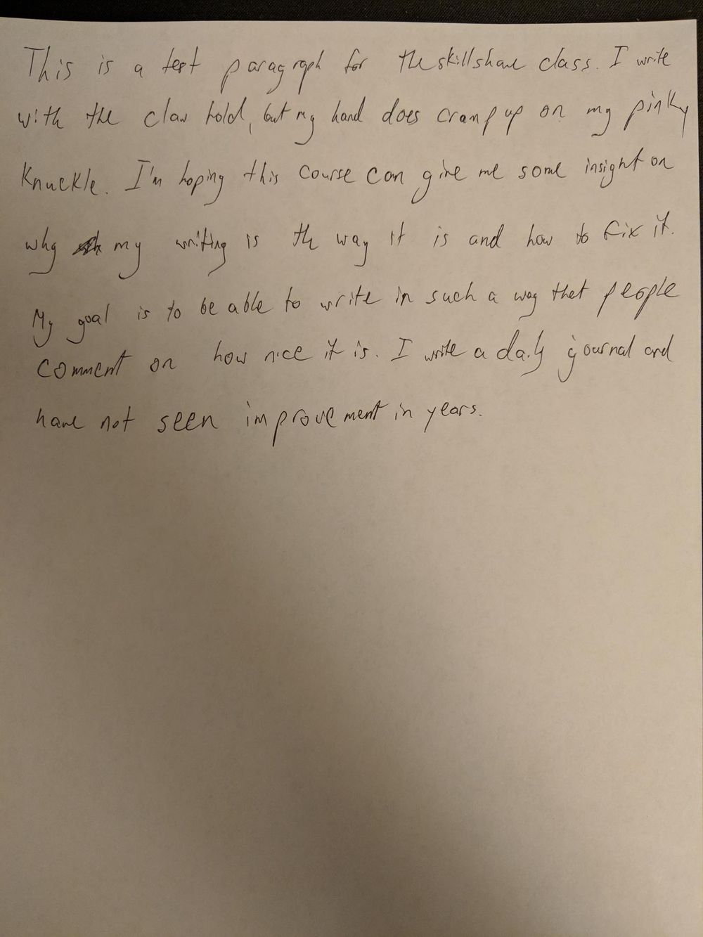 Handwriting "Before" sample paragraph - image 1 - student project