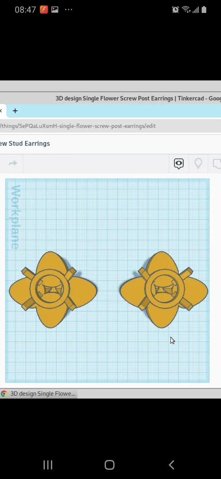 Flower stud earring with screw backing - image 1 - student project