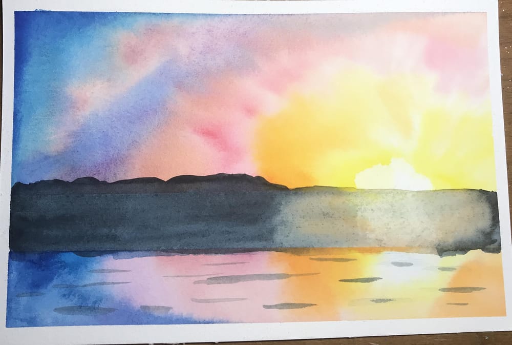 Sunset in Watercolor & Gouache - image 3 - student project