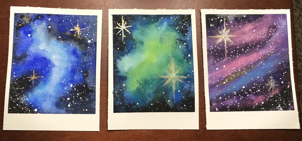 Polaroid Galaxies in Watercolor and Gouache - image 1 - student project