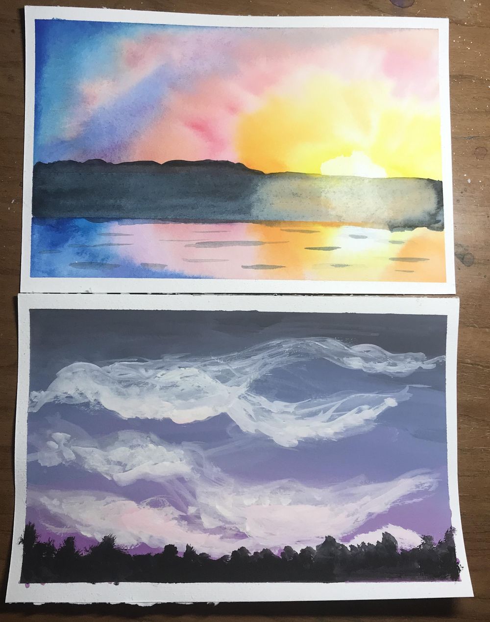 Sunset in Watercolor & Gouache - image 1 - student project