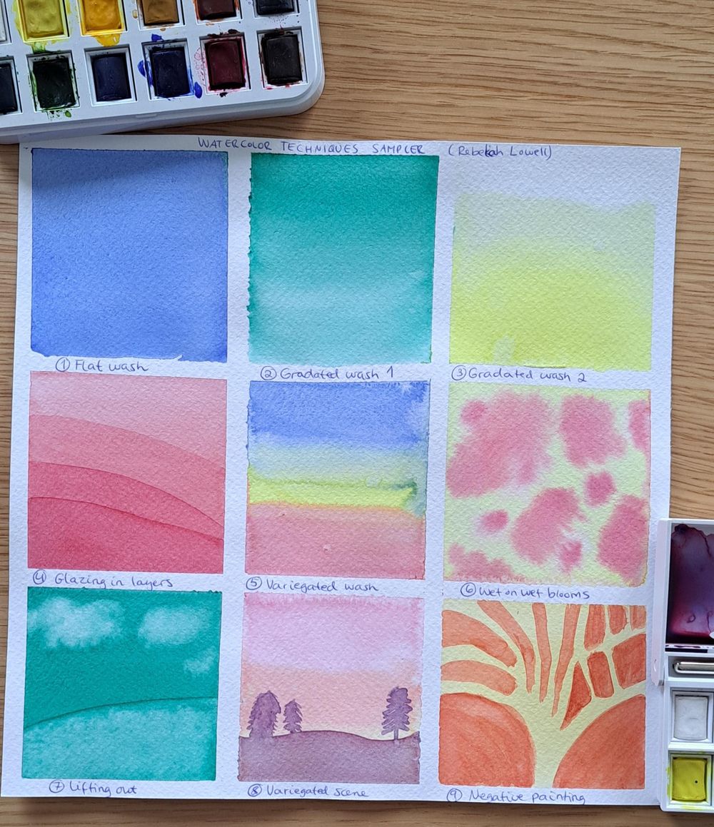 Watercolor techniques sampler - image 1 - student project