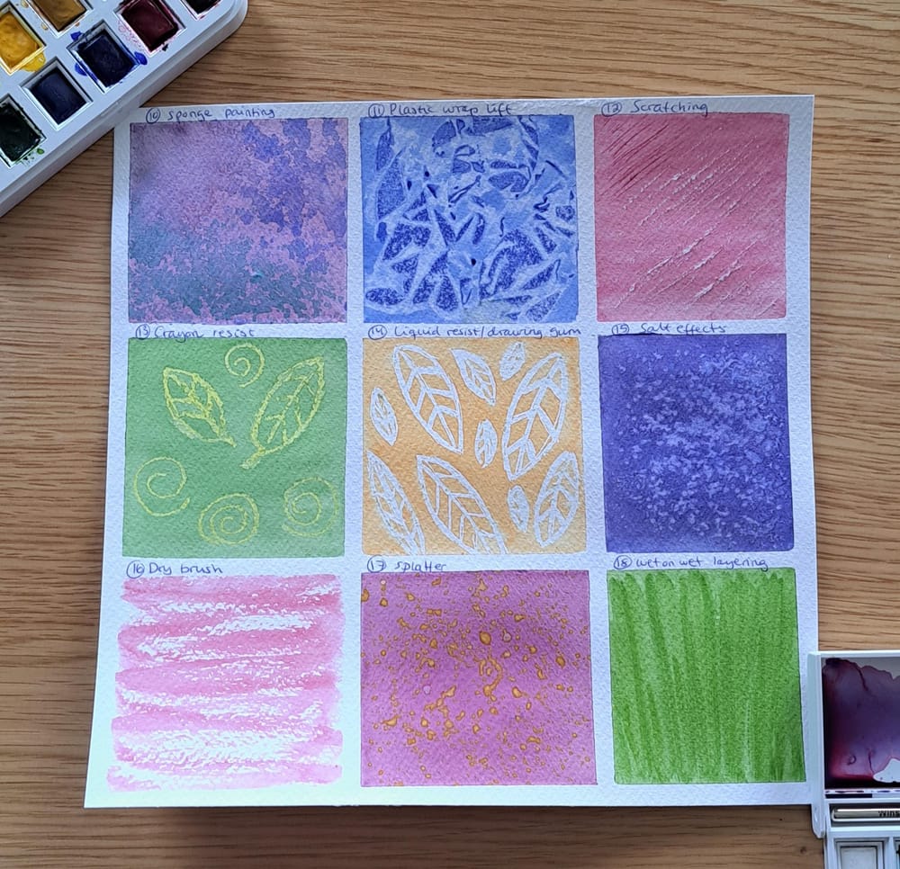 Watercolor techniques sampler - image 2 - student project