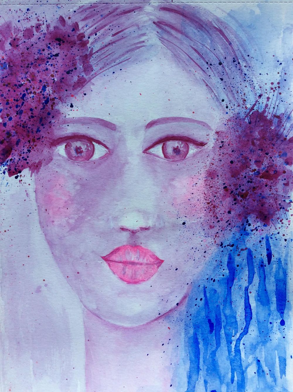 Whimsical Face in watercolour - image 1 - student project