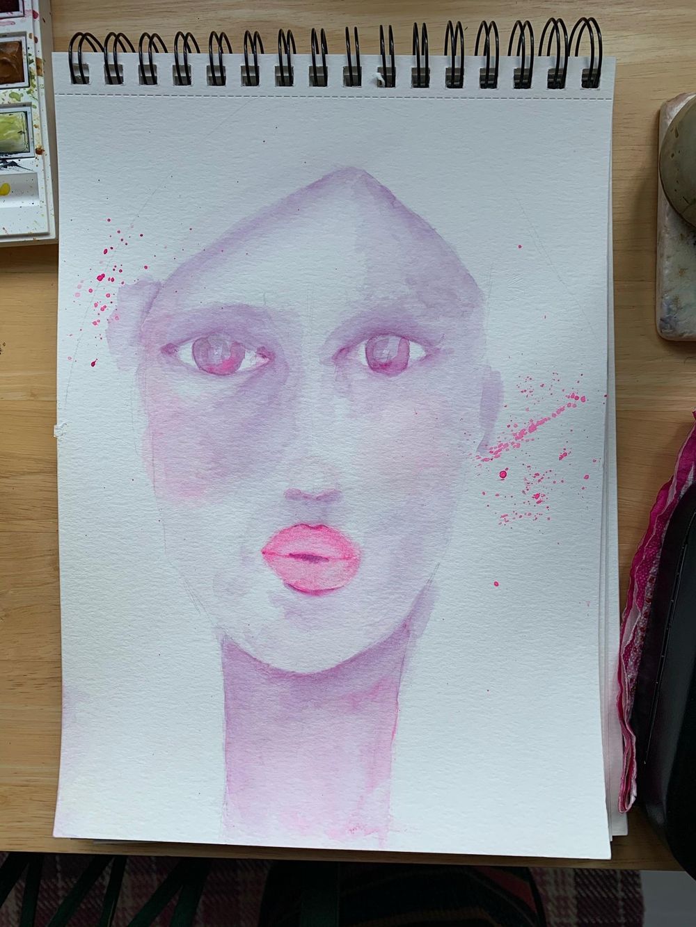 Whimsical Face in watercolour - image 4 - student project