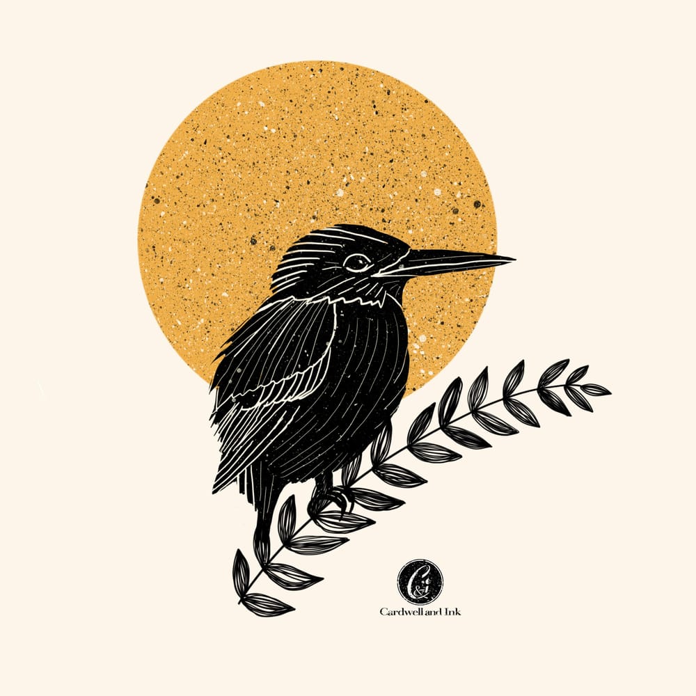 Kingfisher Linocut print design - image 1 - student project