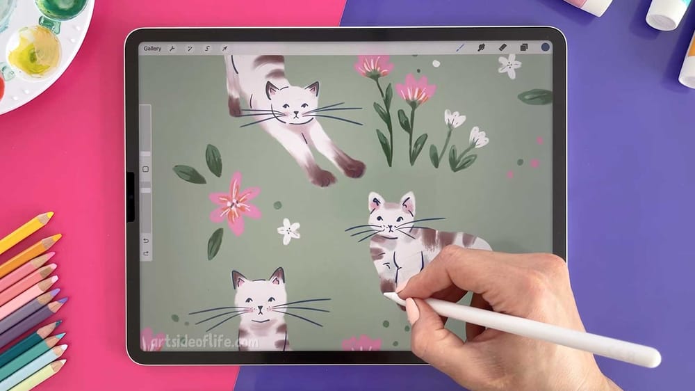Cat digital sketchbook spread - image 3 - student project
