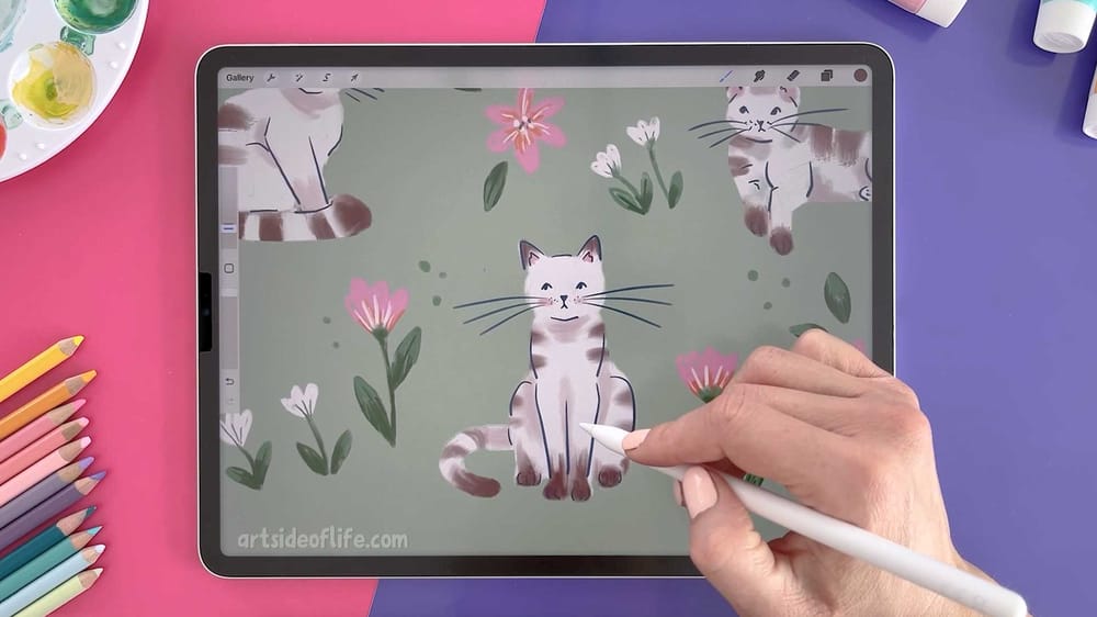 Cat digital sketchbook spread - image 5 - student project