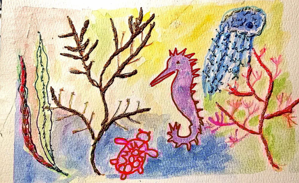 Watercolor and embroidery - image 1 - student project