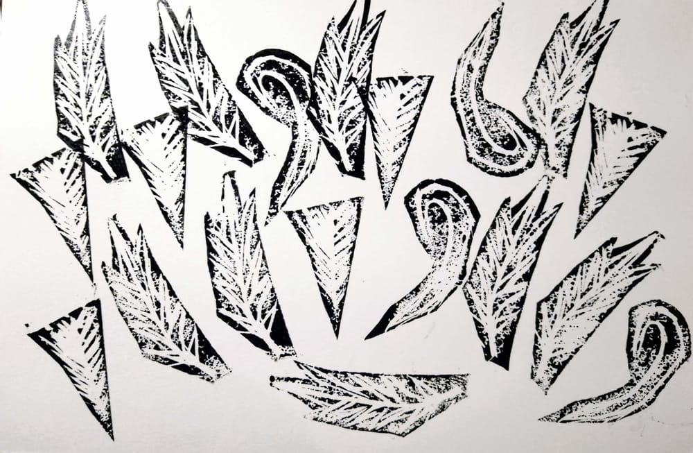 Tropical  leaves in blockprint - image 1 - student project