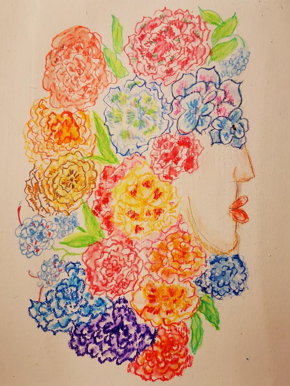 Profile with flowers - image 1 - student project