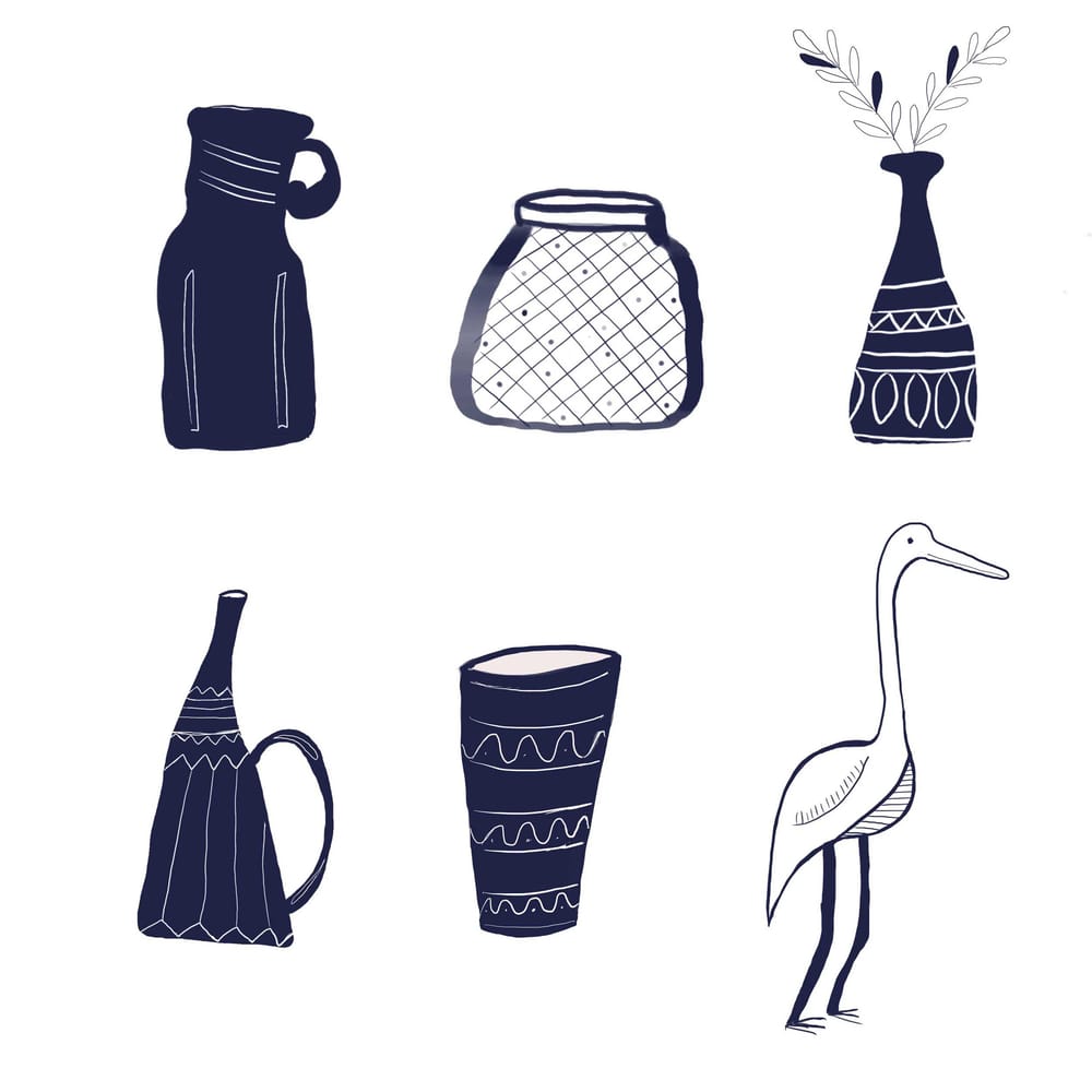 vases and heron monochrome - image 2 - student project