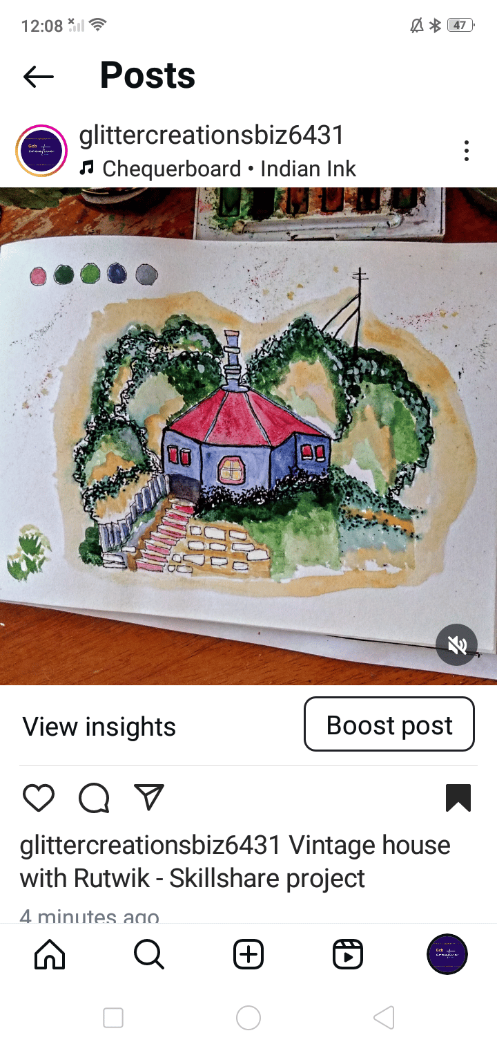 Vintage house with watercolor and sketch - image 1 - student project
