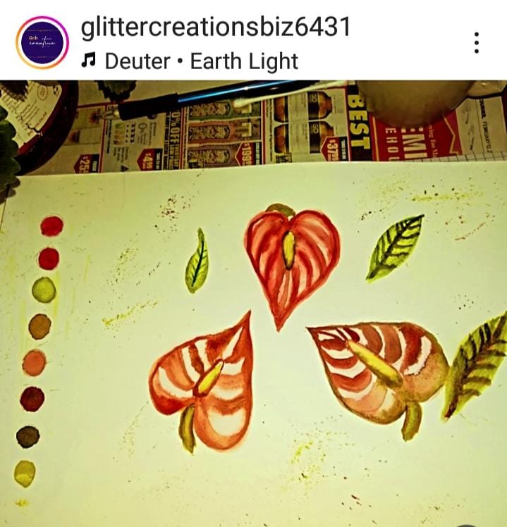Tropical floral Anthurium watercolor - image 1 - student project