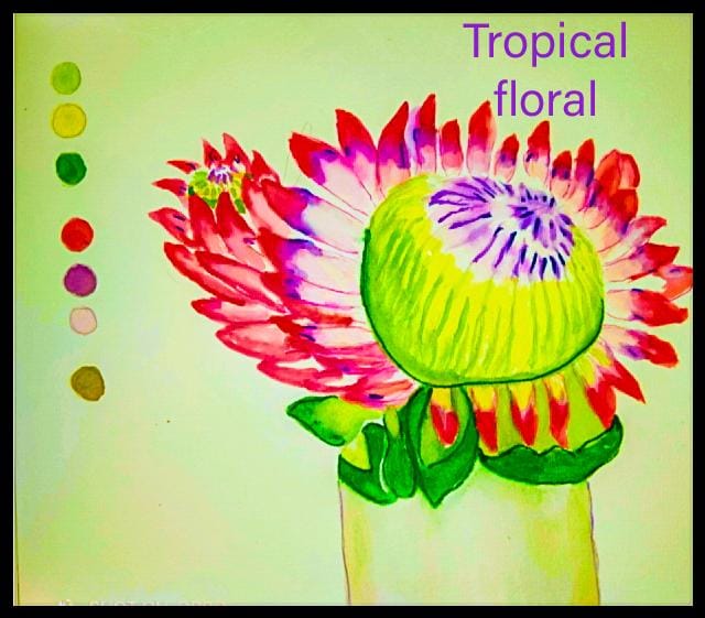 Tropical floral in loose watercolor - image 2 - student project