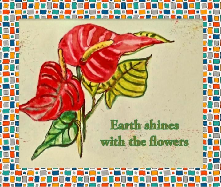 Tropical floral Anthurium watercolor - image 3 - student project