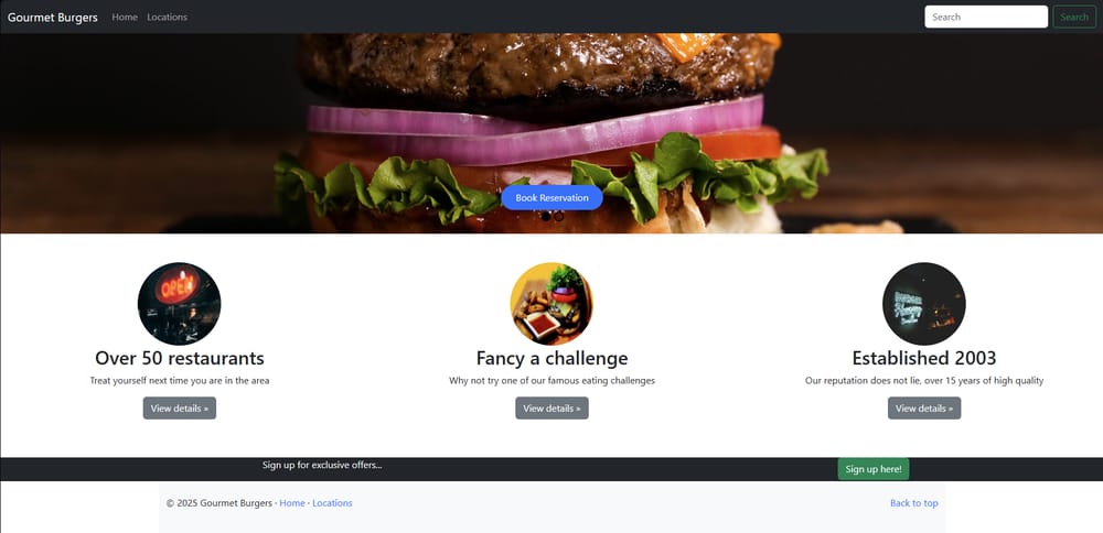 Gourmet Burger Webpage + Song Finder - image 1 - student project