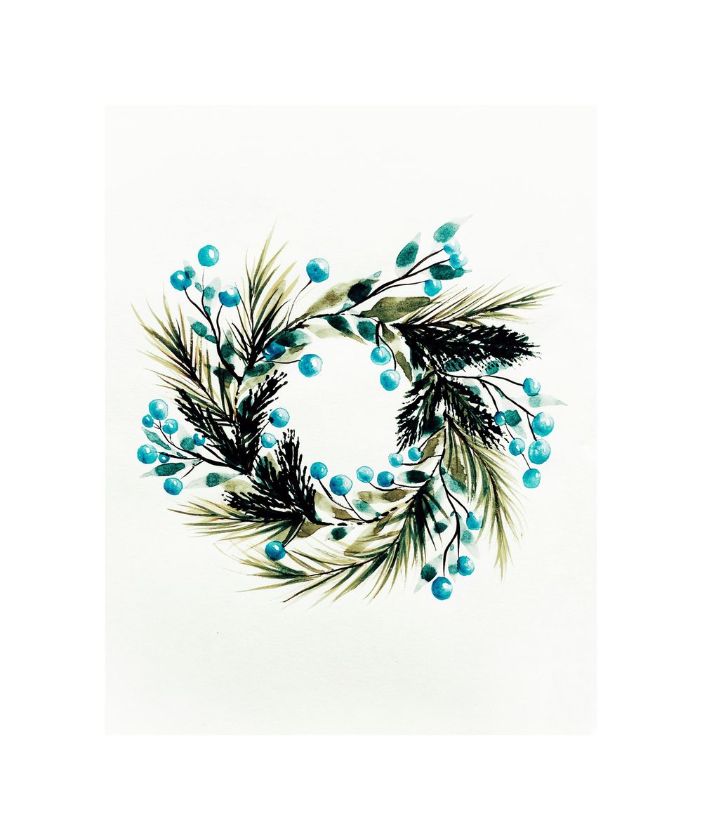 Three unique Christmas wreaths Watercolor - image 2 - student project