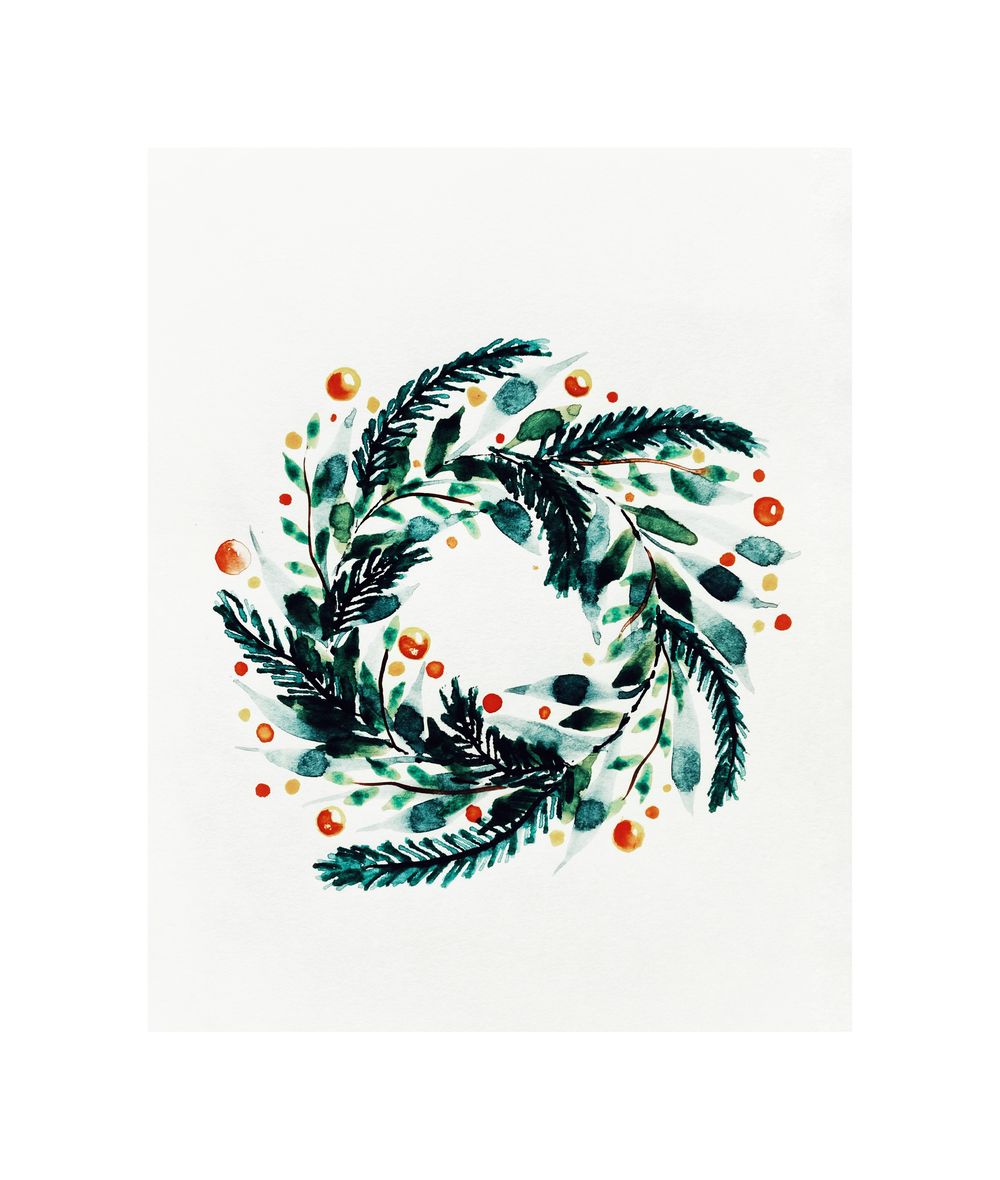 Three unique Christmas wreaths Watercolor - image 3 - student project