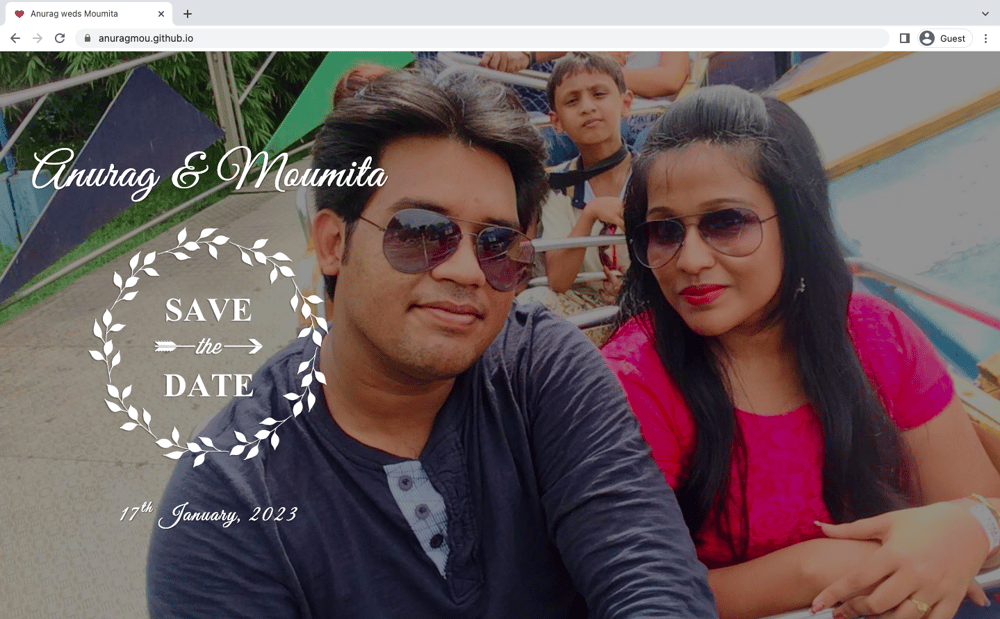 My Weeding Site on GitHub Pages - image 1 - student project