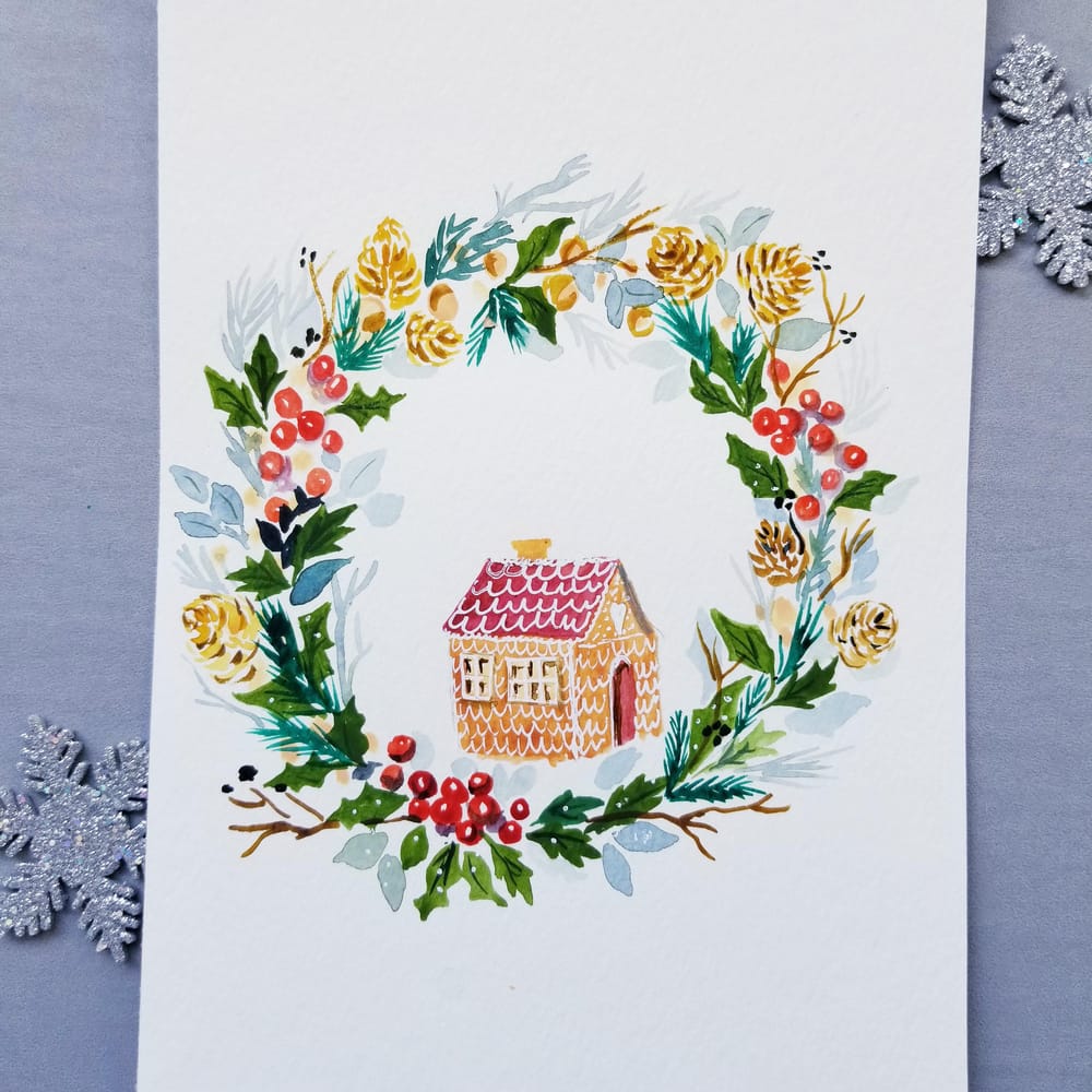 Watercolor Winter Wreaths - image 1 - student project