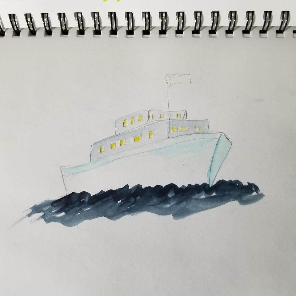 Watercolor Seascape & Boats - image 6 - student project