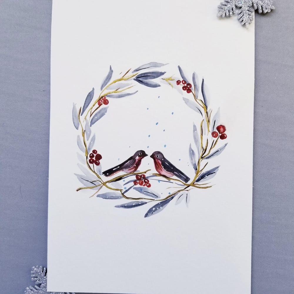 Watercolor Winter Wreaths - image 3 - student project
