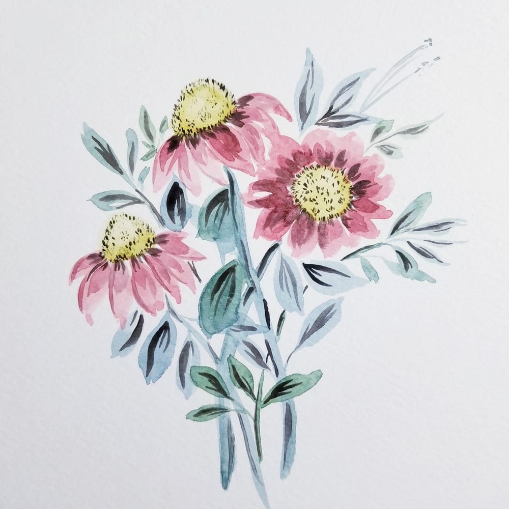 Watercolor Cone Flowers - image 1 - student project