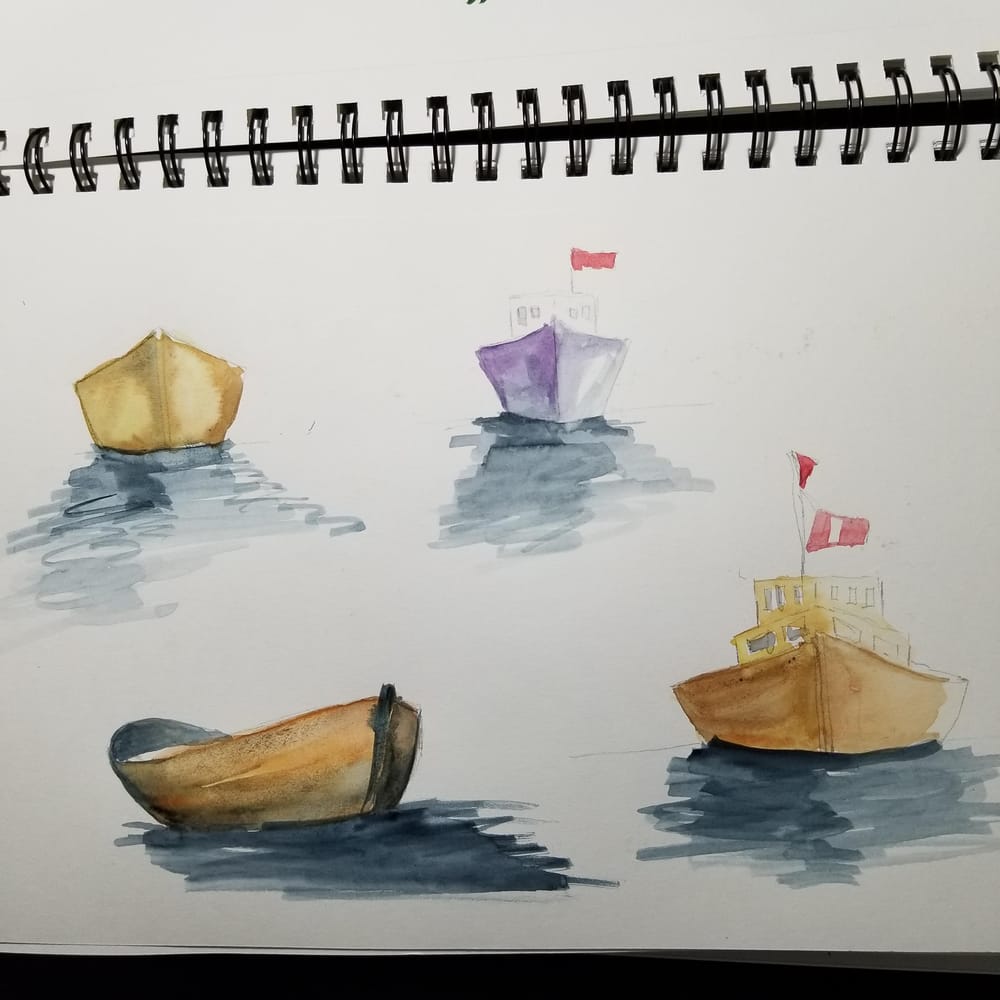 Watercolor Seascape & Boats - image 7 - student project
