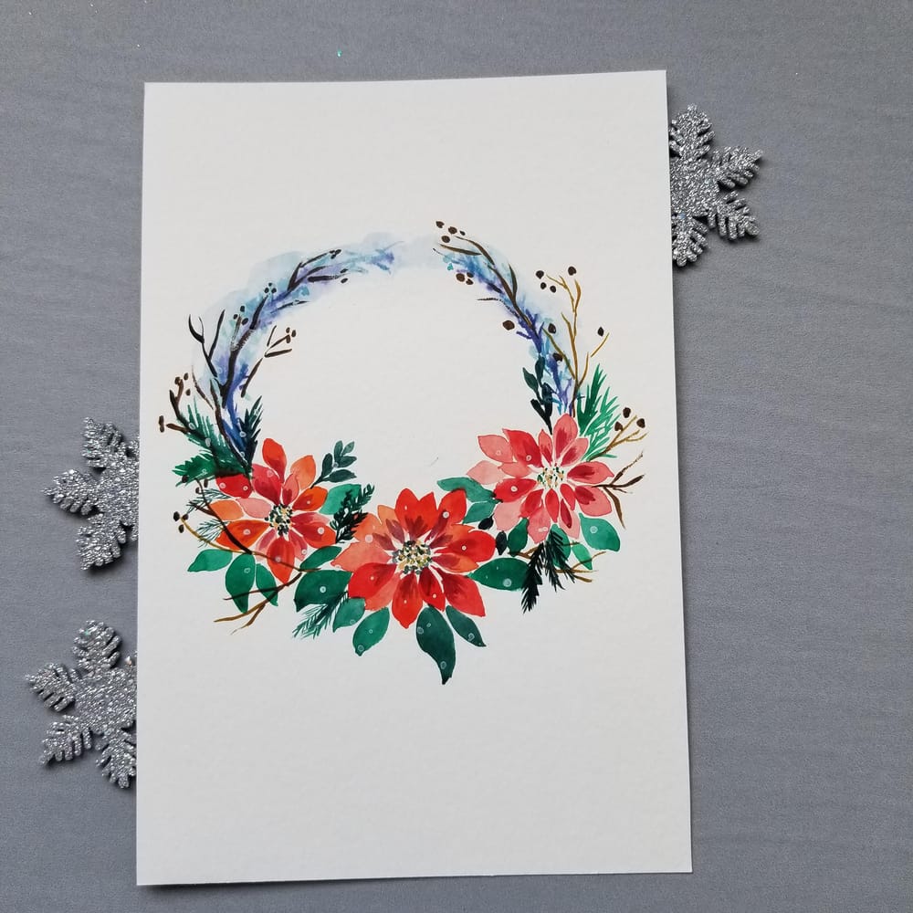 Watercolor Winter Wreaths - image 2 - student project