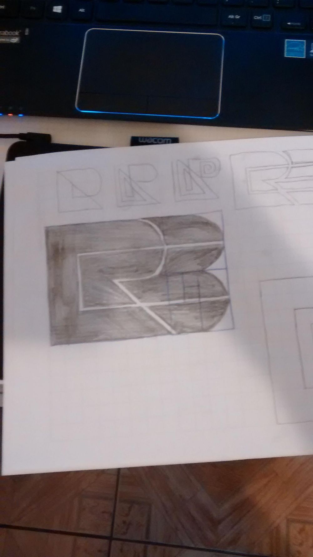 RB pencil logo design with grids - image 2 - student project