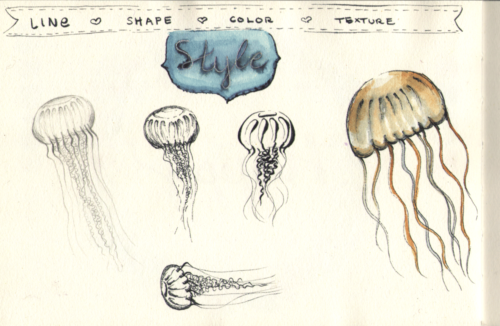 Jellyfish in different styles - image 1 - student project
