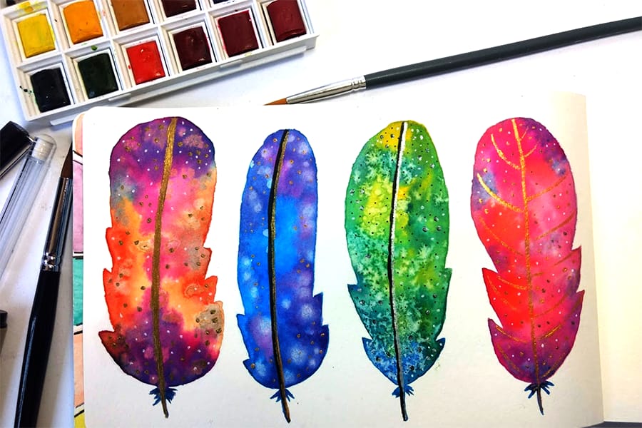Watercolor Feathers - image 3 - student project