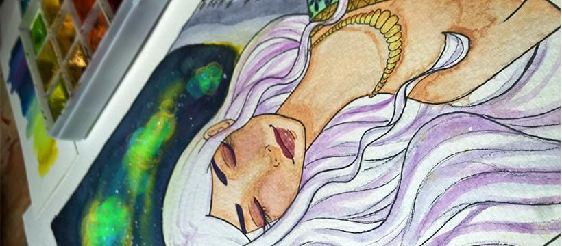 Watercolor Galaxy - Aurora, the Goddess of Dawn - image 3 - student project