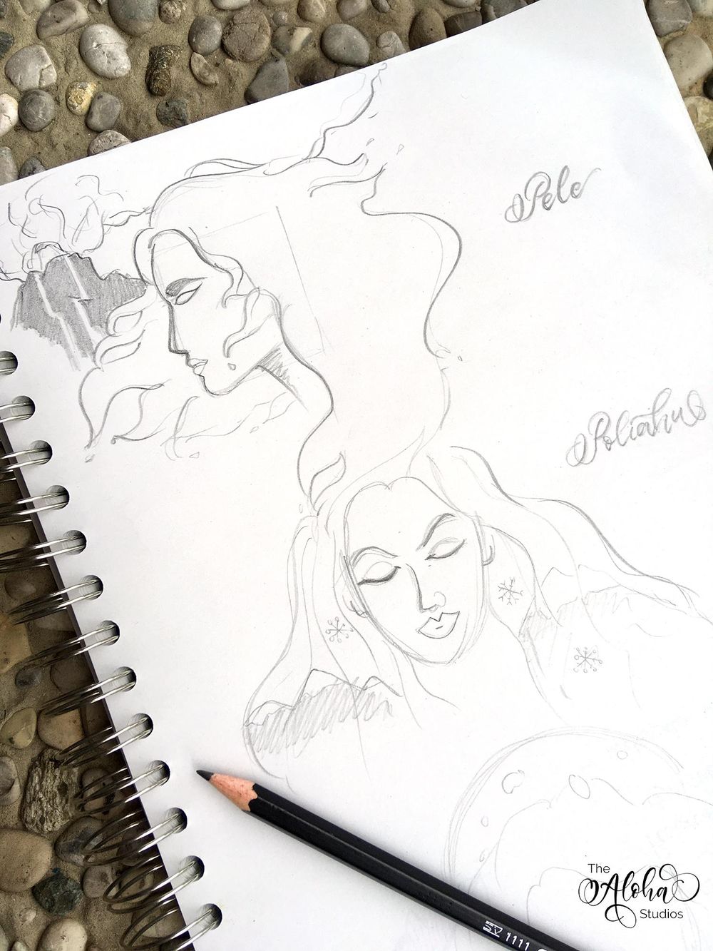 Hawaiian watercolor goddesses, work process - image 2 - student project