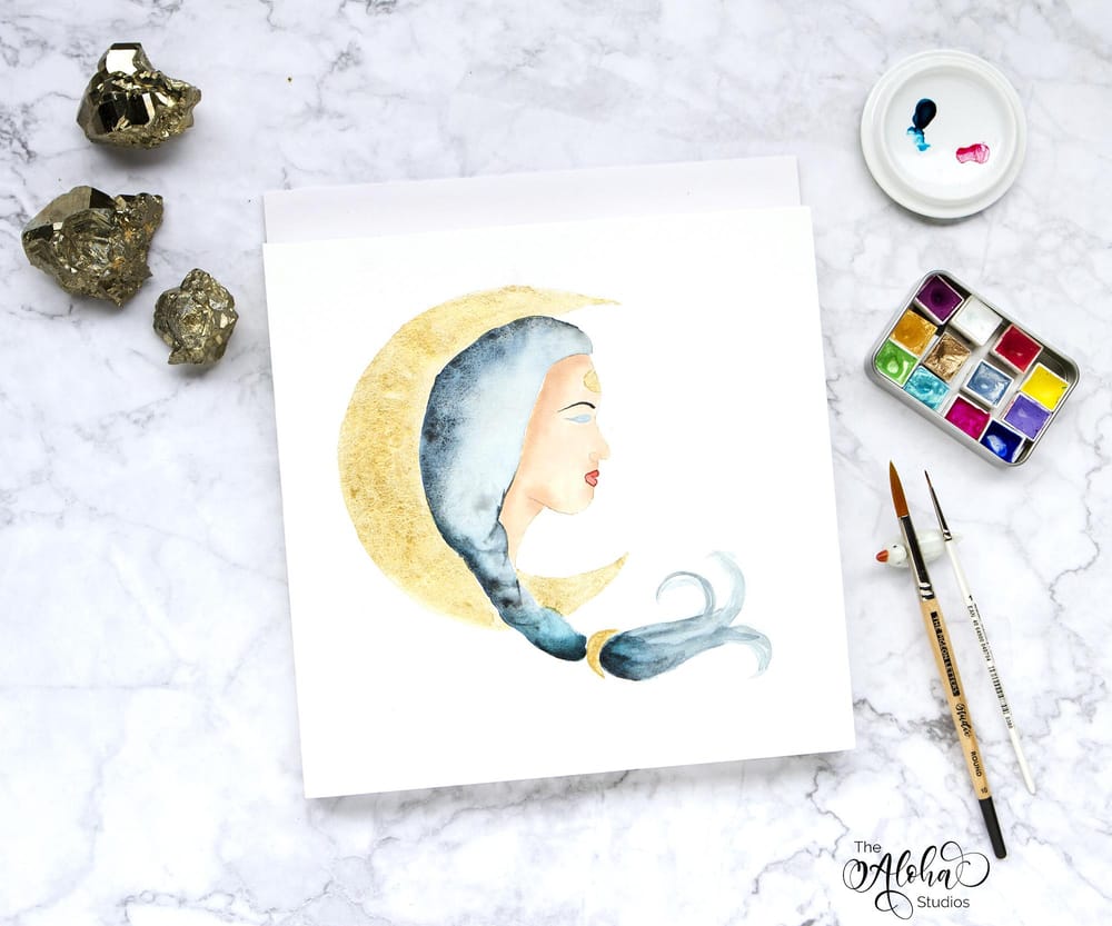 Hawaiian watercolor goddesses, work process - image 11 - student project