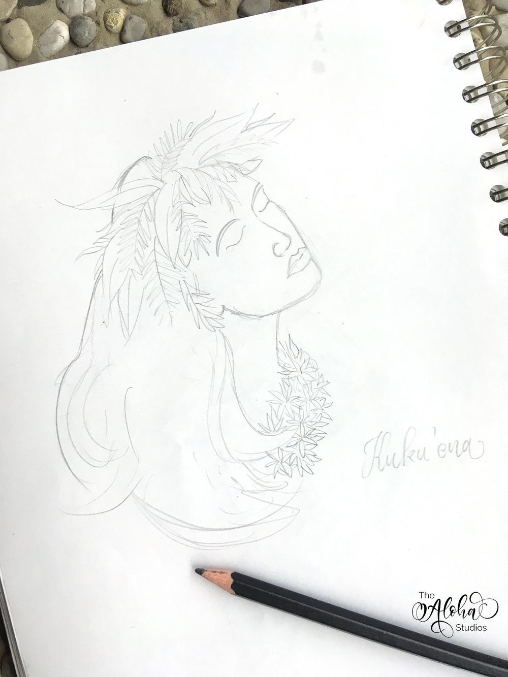 Hawaiian watercolor goddesses, work process - image 3 - student project