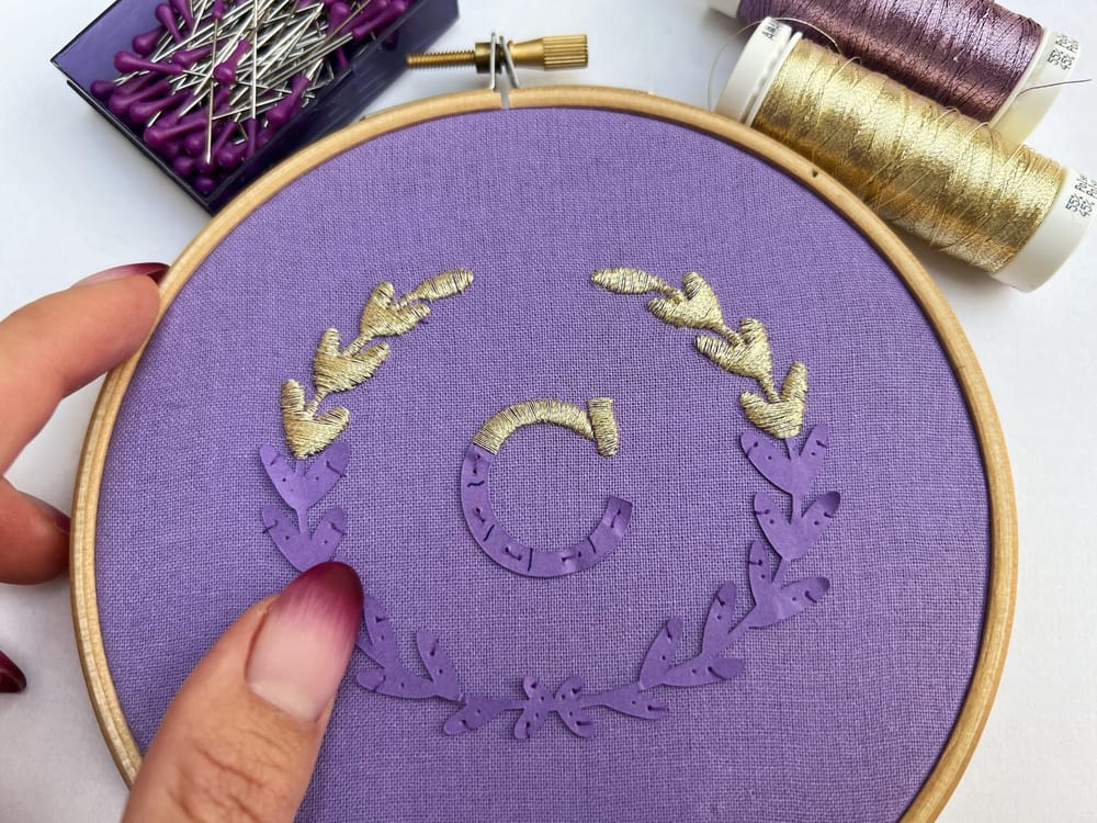 Goldenwork Initial Embroidery on Paper - image 1 - student project