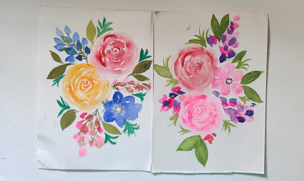 Learnt to paint florals: Inking and Brush pen approach - image 3 - student project